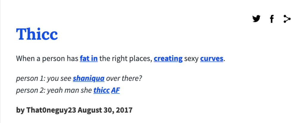 《Urban Dictionary》 thick 的定義